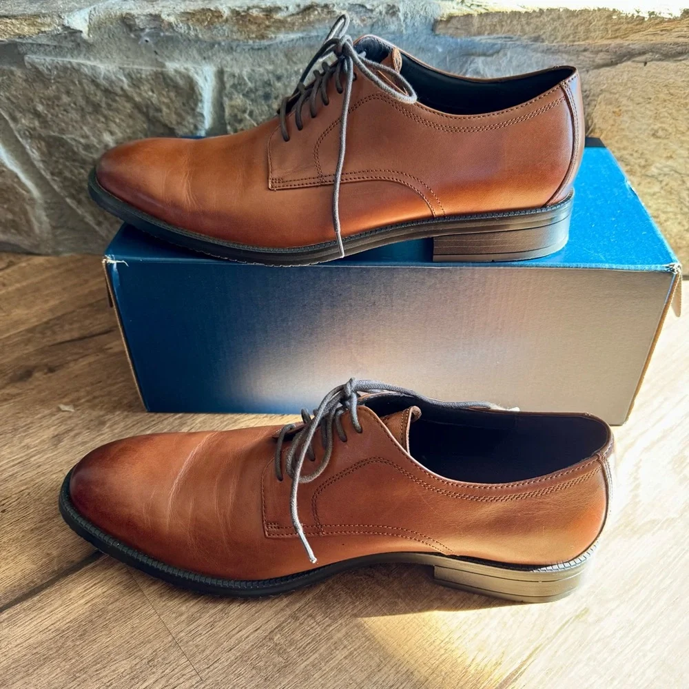 Cole Haan Men’s 10.5 Leather Modern Essentials Plain Toe Oxford Shoe British Tan - Picture 4 of 9